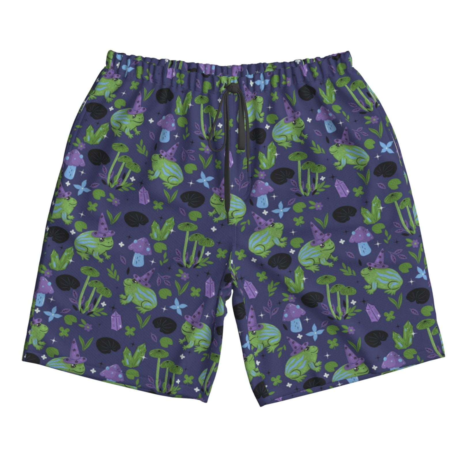 Naloa Magic Toads in Hats Men's Beach Shorts, Surfing shorts, Swim trunks, Quick Dry Swim Trunks for Surfing Beach Fun - 3X-Large