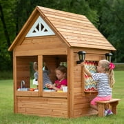 Backyard Discovery Aspen Cedar Wooden Kids Playhouse, Play Kitchen, Snack Bar Window