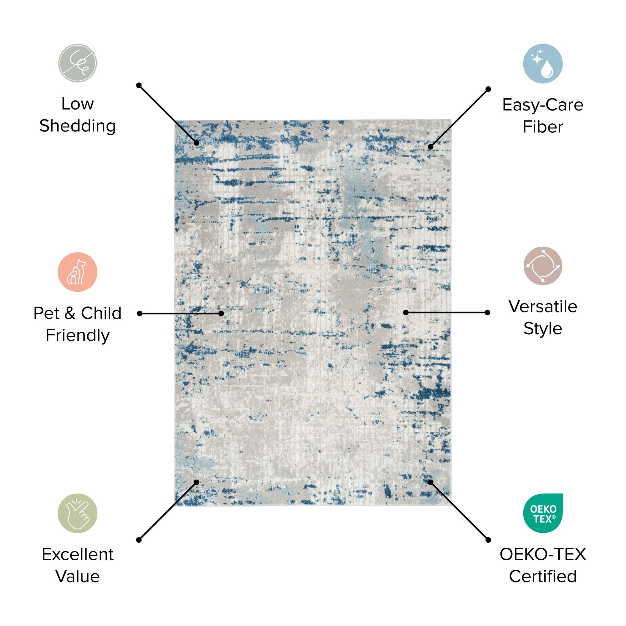 Nourison Concerto Contemporary Geometric Indoor Area Rug Blue 2'2" x 3'9"