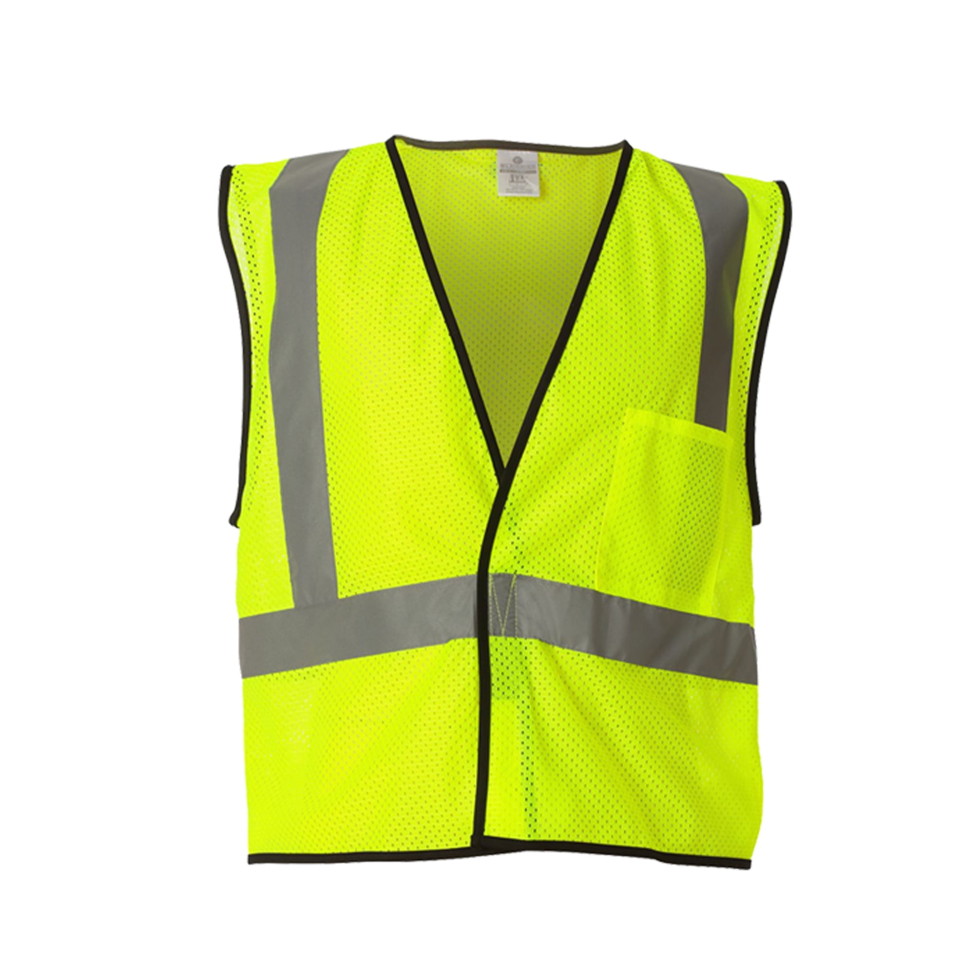 Kishigo - High Visibility Reflective Safety Vest Lime Color, Hook and Loop Closure, Single Pocket, Size: L, Pack-6