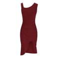 thumbnail image 5 of Wycnly Womens Dresses Evening Party Prom Elegant Ruffle Hem Bodycon Wrap Strap Dresses Summer Solid Square Neck Sleeveless Formal Midi Dress Wine XL, 5 of 7