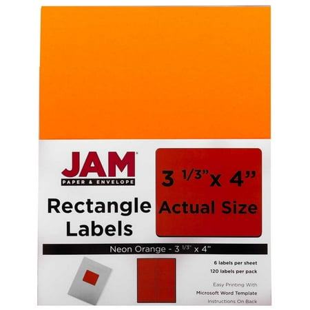 - JAM Paper Shipping Address Labels, Large, 3 1/3 x 4, Neon Fluorescent Orange, 120/pack