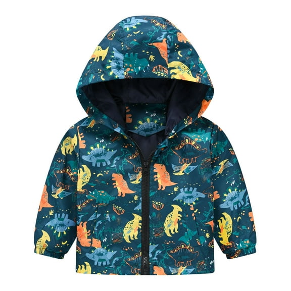WOYY Toddler Boys Windbreaker Cartoon Prints Casual Zipper Hooded Jacket, Sizes 4-5T