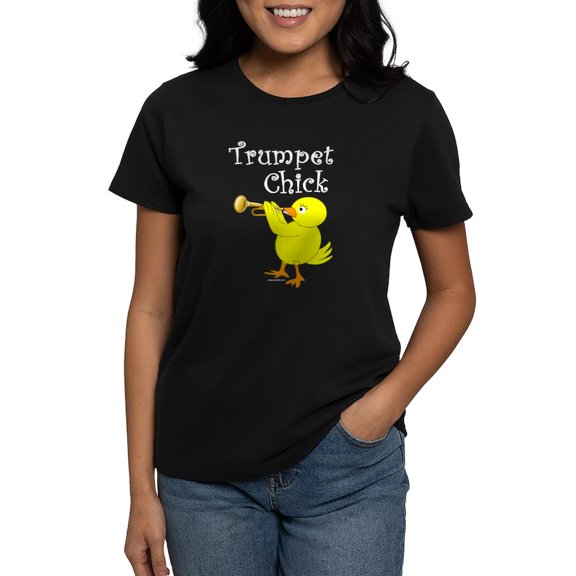CafePress - Trumpet Chick Women's Dark T Shirt - Women's Traditional Fit Dark T-Shirt
