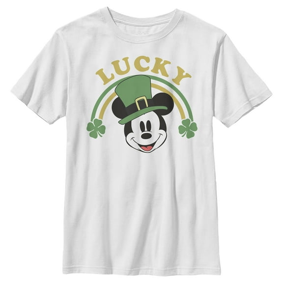 Boy's Mickey & Friends Mickey Mouse Lucky Rainbow  Graphic Tee White X Small