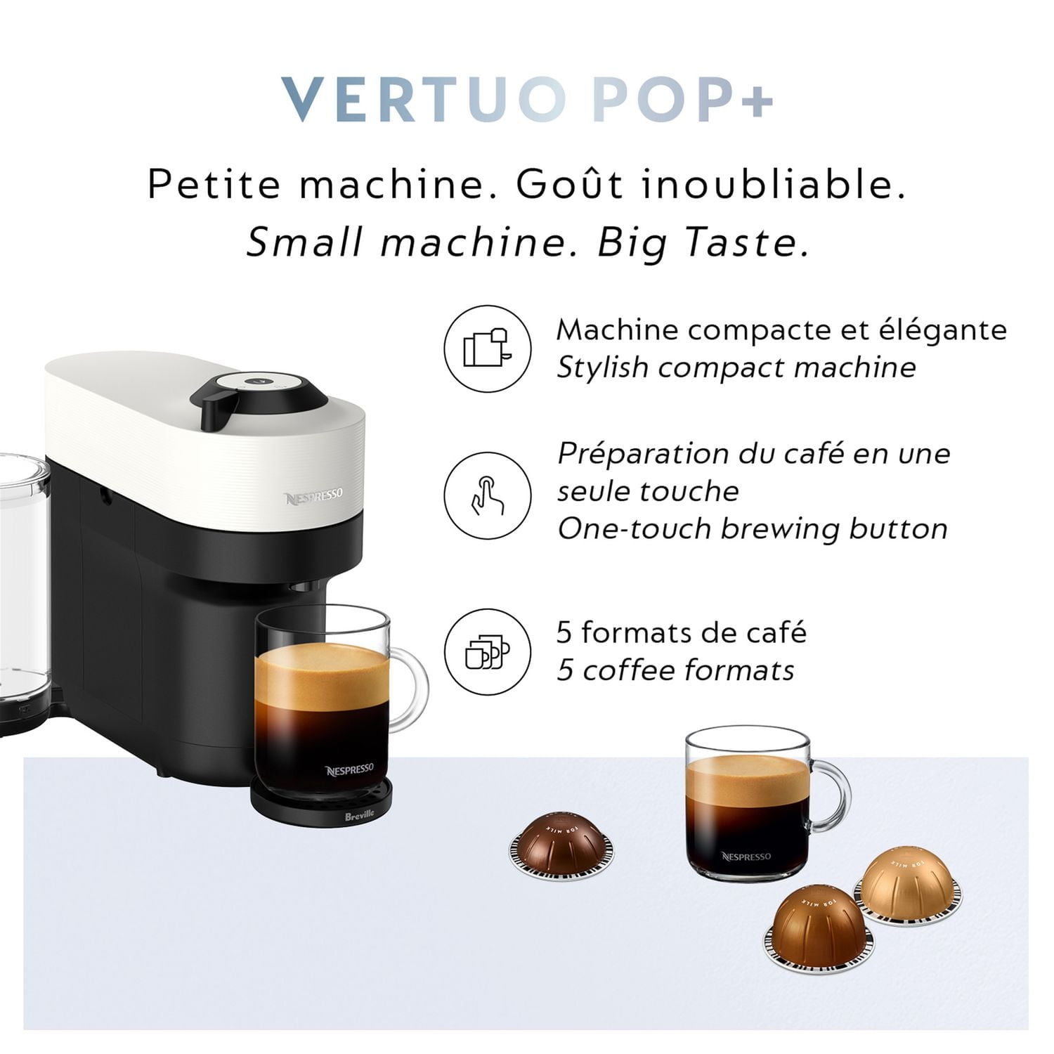 Nespresso Vertuo Pop+ Coffee and Espresso Machine by Breville