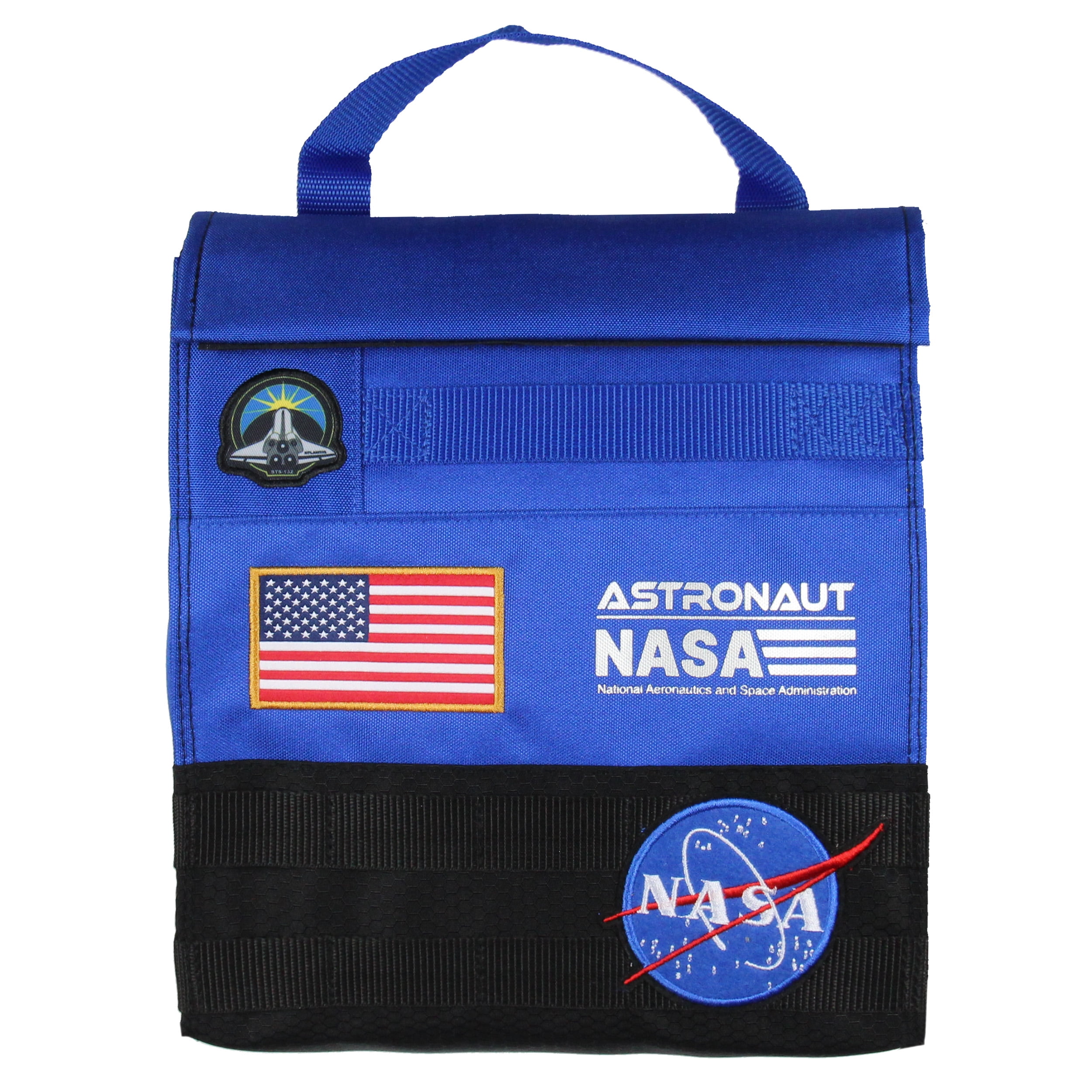 NASA Roll Top Lunch Box - Space Astronaut Meatball Logo Insulated Food Tote Carry Bag With Embroidered Patch Details 10"