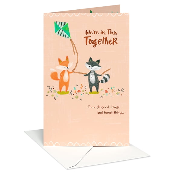 American Greetings Romantic Thinking of You Card (Cute Fox & Raccoon)