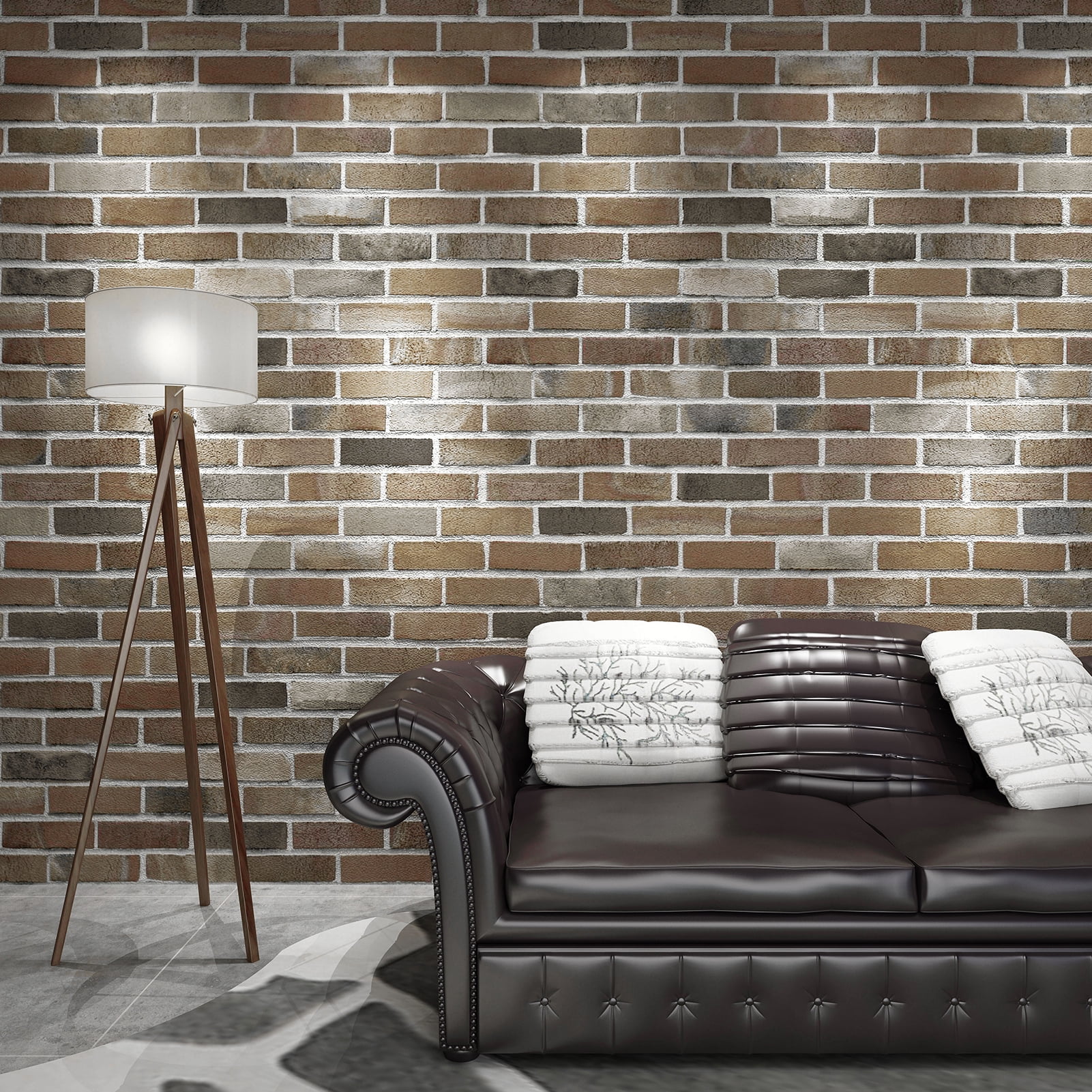 Art3d 20-pack 105 Sq.ft Faux Brick 3D Wall Panels Peel and Stick in Gray Brown, Self Adhesive Waterproof Foam Wallpaper