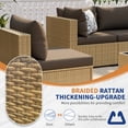 thumbnail image 5 of UDPATIO 5-Piece Wicker Modular Sectional Outdoor Conversation Sets with Glass Coffee Table, Yellow&Brown, 5 of 6