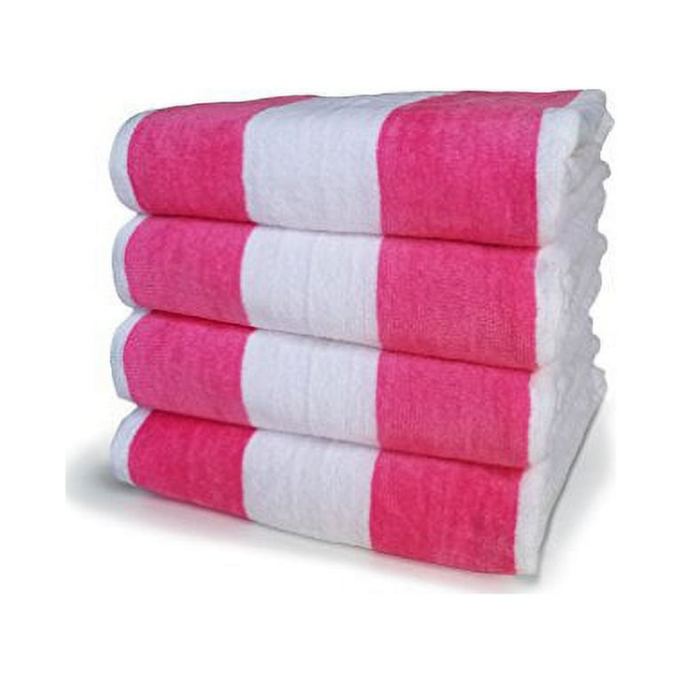 Caro Home Bath Towels Pink White Striped 2-Piece Bolivia 600 GSM 30 x 58