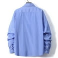 thumbnail image 6 of Miluxas Men Lapel Striped Fashion Shirt Casual Thin Striped Loose Vintage Button Down Top Pinstripe Long Sleeve Shirt Blue 4(S), 6 of 6