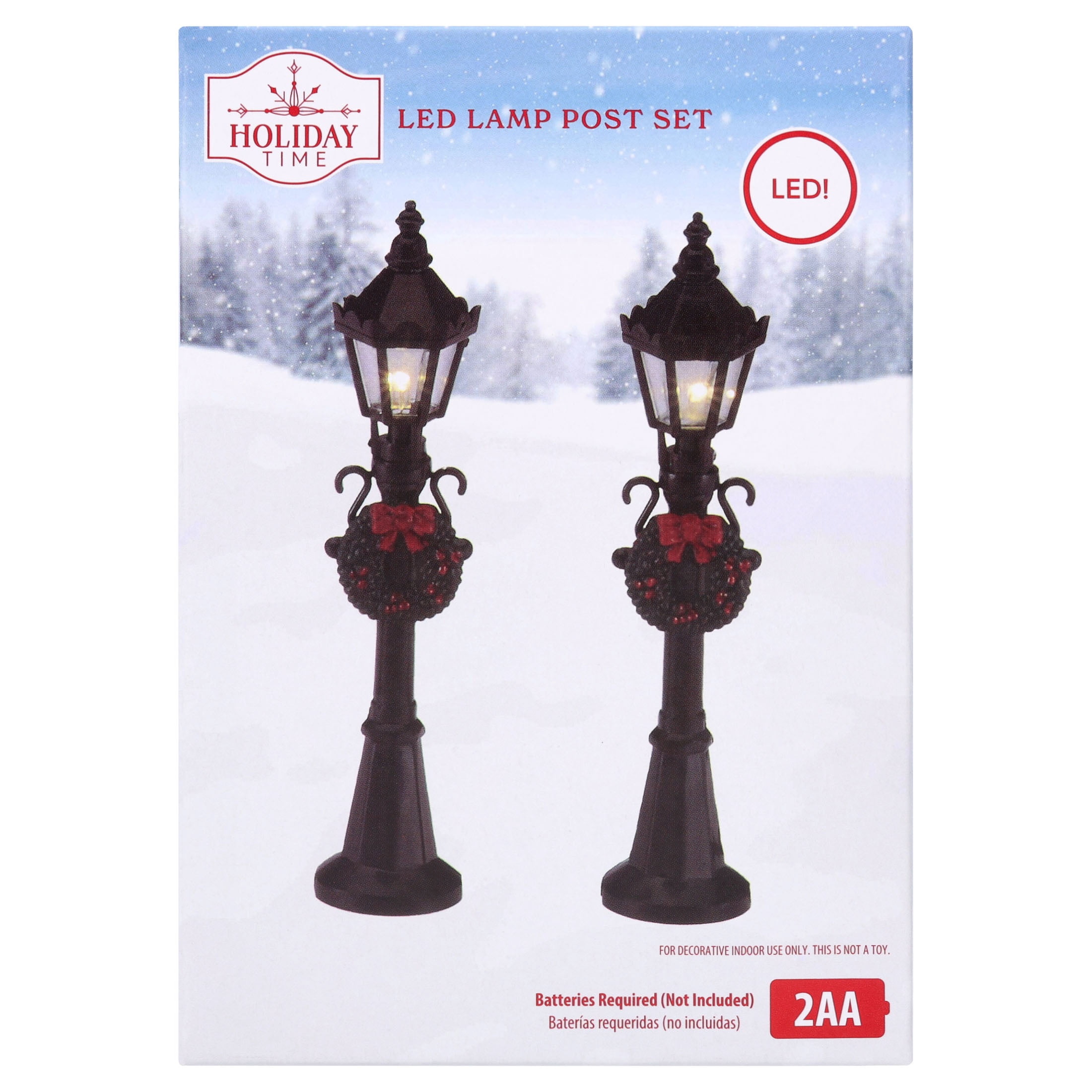 LED Light Post Christmas Village Decoration, Brown, 5.3", by Holiday Time