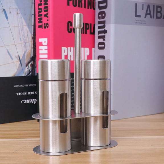 WEAVILUX 3-Piece Stainless Steel Condiment Bottle Set for Kitchen and Picnics, Seasoning Jars in