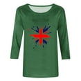 thumbnail image 5 of WREESH Womens Basic Graphic Tees Great Britain Uk Flag T-Shirts Casual 3/4 Sleeve T-Shirts Crewneck Cute Tunic Tops Loose Fit Pullover Blouses Olive Green, 5 of 5