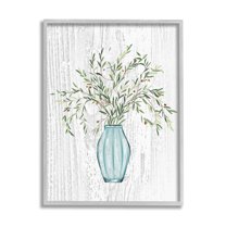 Stupell Industries Botanical Bouquet Vase Hanging Leaves Grain Pattern Graphic Art Gray Framed Art Print Wall Art, Design by Ziwei Li