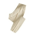 thumbnail image 3 of Womens Sweatpants Casual Solid Color Loose Quick Dry Silk Pants with Drawstring Comfortable Lightweight Fall Soprts Joggers for Women Beige XXL, 3 of 5