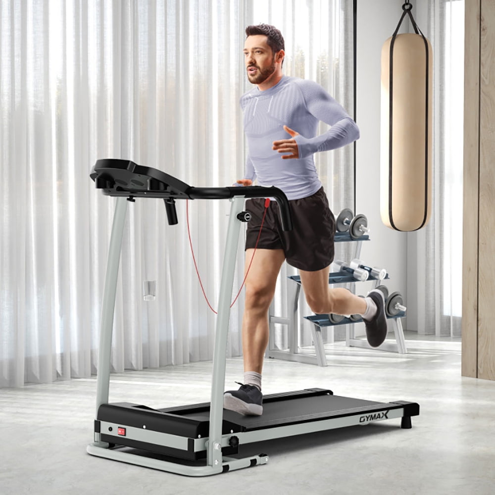 Spaco Folding Treadmill with 12 Preset Programs and LCD Display, Jogging Machine, Manual Treadmill, Black