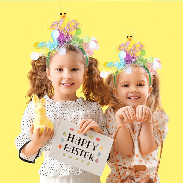 Decoraciones de Pascua, adornos de Pascua, regalos de Pascua, diadema decorativa, diadema divertida, decoración de Pascua, diadema de aro para el cabello para niños y adultos, diadema decorativa de pl
