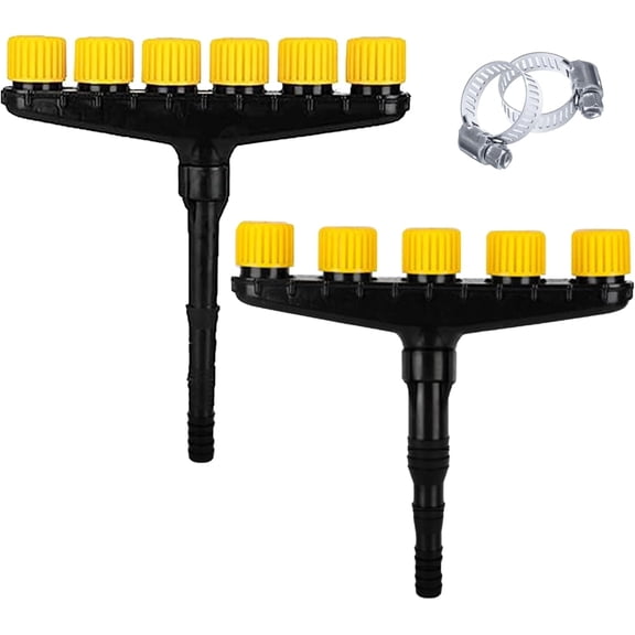 2 Pack Porous Spray Head 1/1.2/1.5" Large Mutli-Head Water Sprinkler Portable Time-Saving Sprayer Nozzle for Yard Large Area Lawn, Landscaping, Ers, Vegetables 5 Head, Gardening