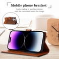 thumbnail image 6 of TECH CIRCLE Flip Case for iPhone 14 Pro (6.1") 2022 - Classic Leather Wallet Case with Stand, Brown, 6 of 13