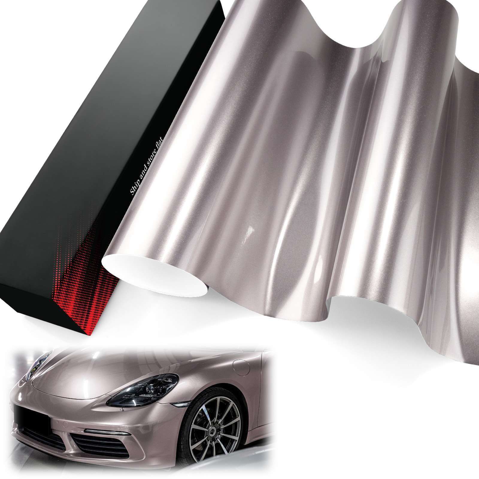 PET Liner Vinyl Super Gloss Metallic Battle Gray Automotive Wrap Car