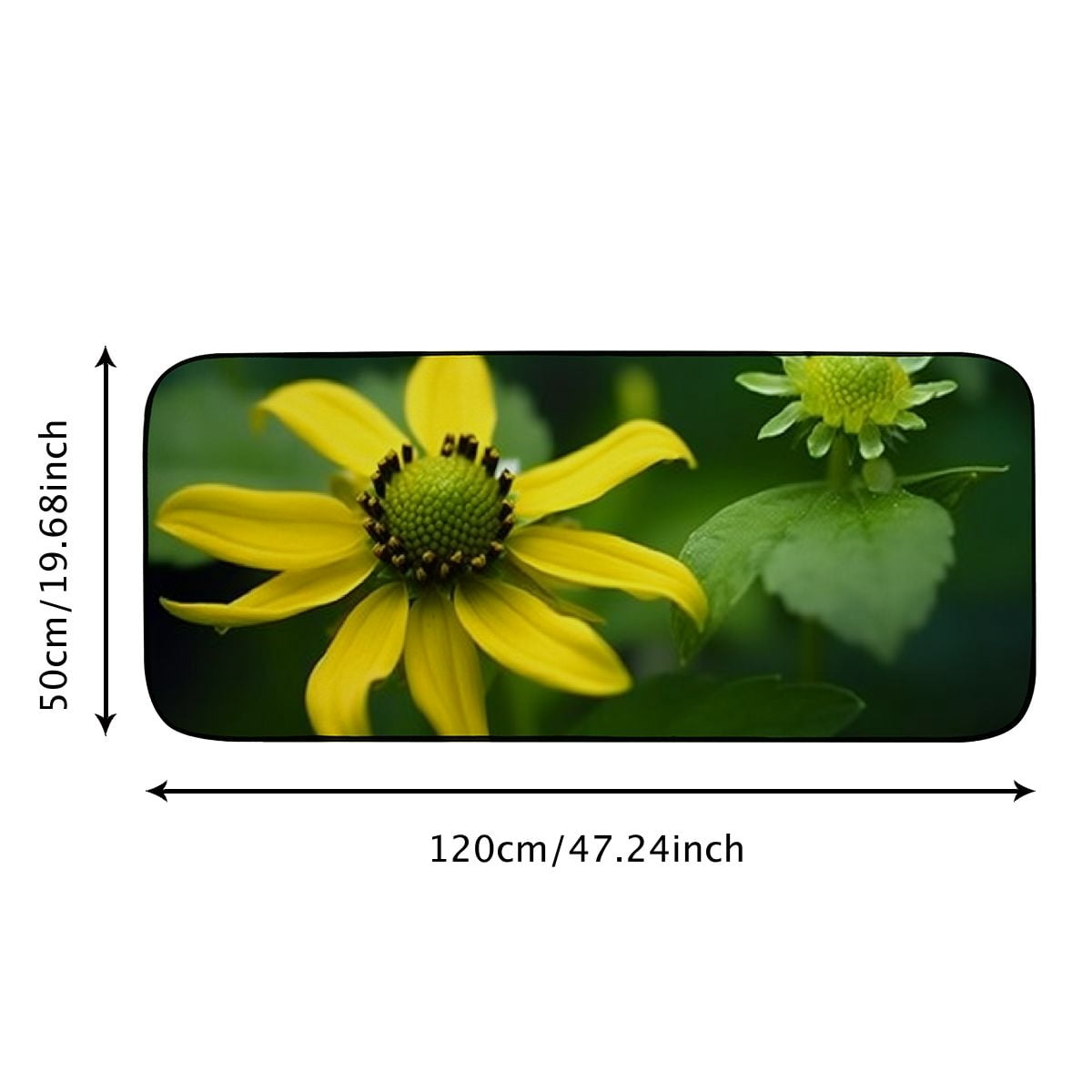 PHYHOO Decorative Door Mat, Door Mat with Non-Slip Rubber Backing, Easy Cleaning, Traps Dirt, Rug for Entry, Patio, Garage - Flower Bloom Yellow Bright Green Colorful Floral 19.68*47.24 in
