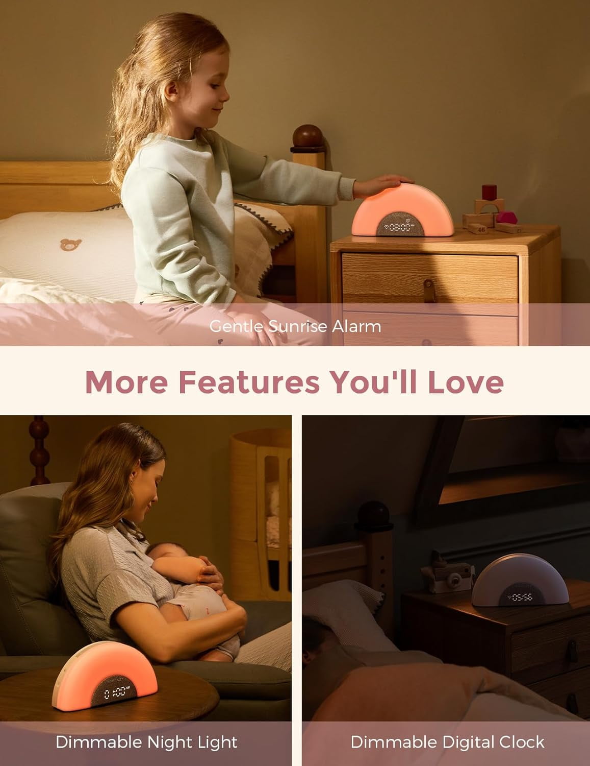 Momcozy DreamSync Tech™ Baby Sound Machine, Night Light, APP Control Baby Sleep Trainer, Routine Builder, White Noise Machine with 34 Soothing Sounds, Wake Up Light Sunrise Alarm Clock