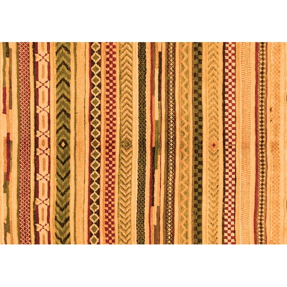 Ahgly Company Indoor Rectangle Abstract Orange Modern Area Rugs, 2' x 4'