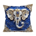 thumbnail image 2 of Vintage Elephant Print Pillow Cover, Soft Velvet Touch Decorative Pillowcase 18x18 Inches for Sofa Living Room, Blue Bohemian Style Throw Pillow Cover Home Decor Accent, 2 of 7