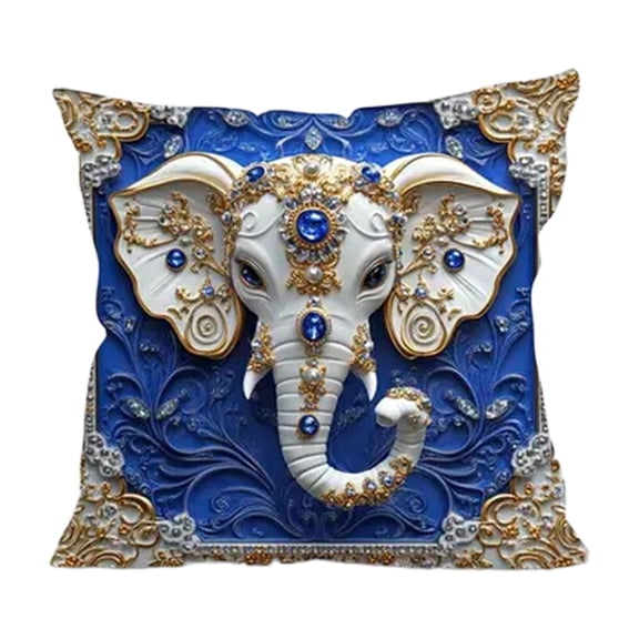A Vintage Elephant Print Pillow Cover 18X18 Inch Soft Short Plush Sofa Cushion Case Decorative Throw Pillow Cover For Living Room Bed Design A