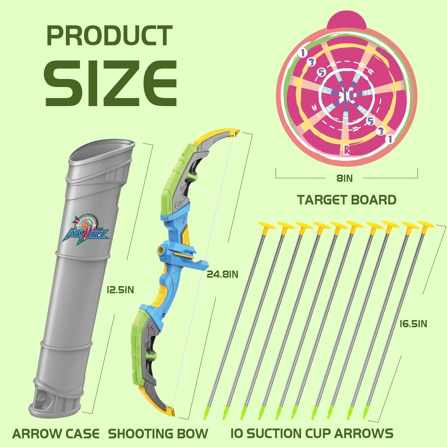 LED Lighting Bow and Arrow Set for Kids, 10 Suction Cup Arrows with Target & Adjustable Strap Quiver, Safe Archery Toy for Indoor Outdoor Games, Gift for Boys and Girls