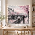 thumbnail image 5 of Rainy Riverside Scene with Umbrella Couple and Stone Bridge, Romantic Impressionist for Art Lovers, Scenic Wall Art, Valentine's Day Gift, Tapestry Wall Hanging for Bedroom and Living Room, 5 of 7