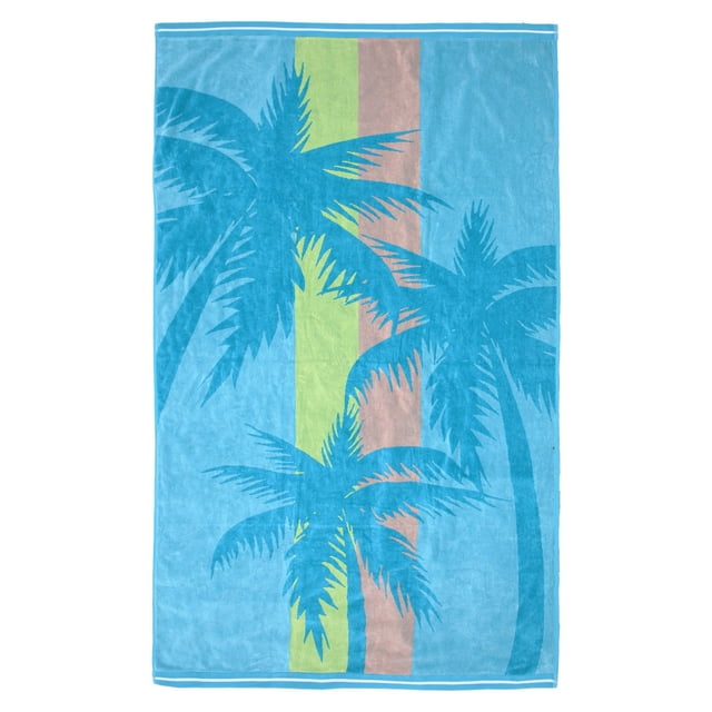 Serviette de plage en coton Palmier bleu sarcelle HOMETRENDS