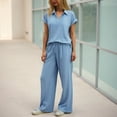 thumbnail image 2 of vigerkar Womens Fashion 2 Piece Outfit Lounge Set Cap Sleeve Polo Top and Pant Set Tracksuit Travel Matching Outfit (Blue, 3XL), 2 of 9