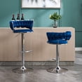 thumbnail image 6 of Tcbosik 2-Piece Adjustable Velvet Bar Chairs in Blue – 360° Swivel Function, Comfortable Sponge Padding Seat, Metal Pedestal Base, Contemporary Design for Kitchen, Counter, Home Bar (Blue), 6 of 6
