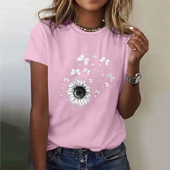 Short Sleeve Tshirts Shirts for Women Vintage Womens Tops Dressy Casual V Neck Printed Tops for Women Trendy Plus Size Tops for Women 3x New Arrivals