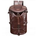 thumbnail image 3 of Men's Backpack Fashion Barrel Cylinder Leather Backpack Travel Bag Large Capacity Backpack, 3 of 5