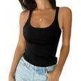 thumbnail image 3 of Scoop Neck Sleeveless Summer Solid Color Slim Tank Tops Knit Vest Camisole, 3 of 6