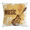 thumbnail image 1 of Rock Music Throw Pillow Cushion Cover, Vintage Sketch Hand Drawn Drums and Microphone Pattern Abstract Backdrop, Decorative Square Accent Pillow Case, 20 X 20 Inches, Pale Coffee Brown, by Ambesonne, 1 of 2