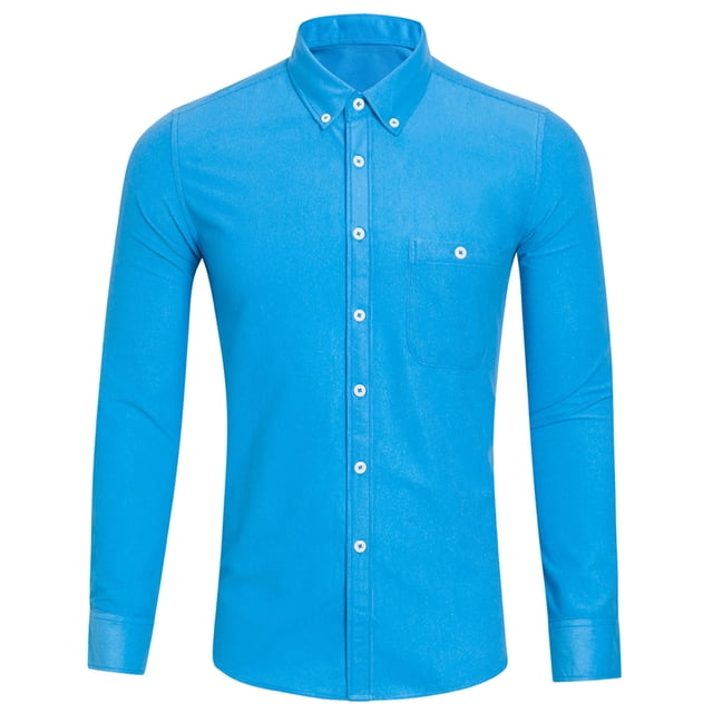 Chemise pour Homme en Velours Côtelé Décontractée à Col à Revers, Boutonnée, avec Poche Poitrine, Couleur Unie, à Manches Longues