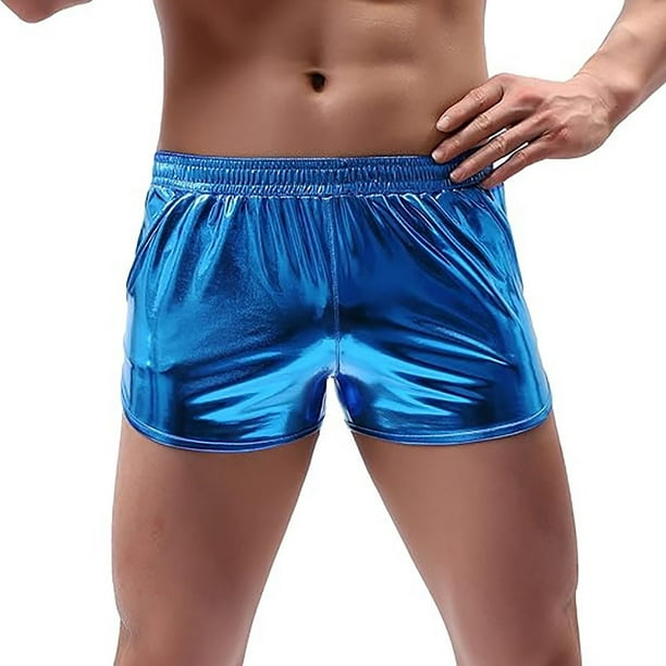 WILLBEST Pantalones Cortos de Moda para Hombre, de Verano, de Material Brillante, Holgados, Cómodos, de Color Sólido, Informales y Populares.