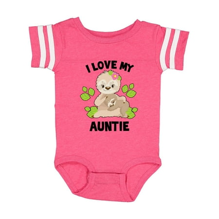 

Inktastic Cute Sloth I Love My Auntie with Green Leaves Gift Baby Boy or Baby Girl Bodysuit