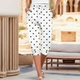 thumbnail image 2 of FAIWAD Plus Size Capris for Women Elastic Waist Polka Dots Print Cropped Pants Summer Drawstring Yoga Pants, 2 of 6