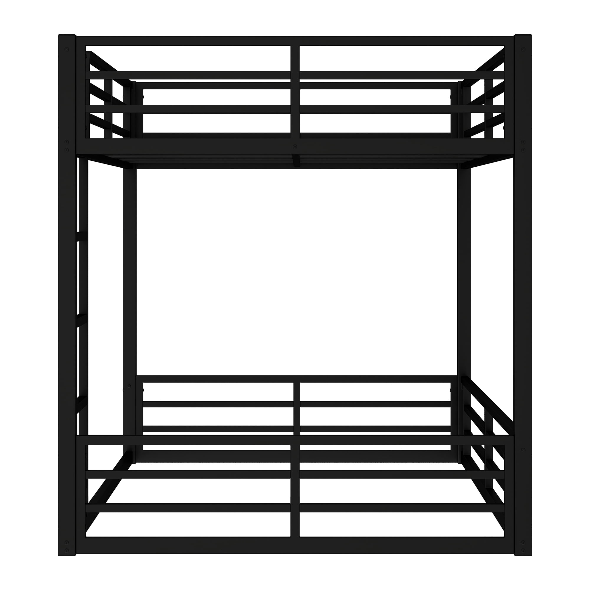 Leumius Metal Bunk Bed,Full over Full Floor Bunk Bed Frame for Kids/Teens/Adults,Space-Saving/Noise Reduced/No Box Spring Needed,Black