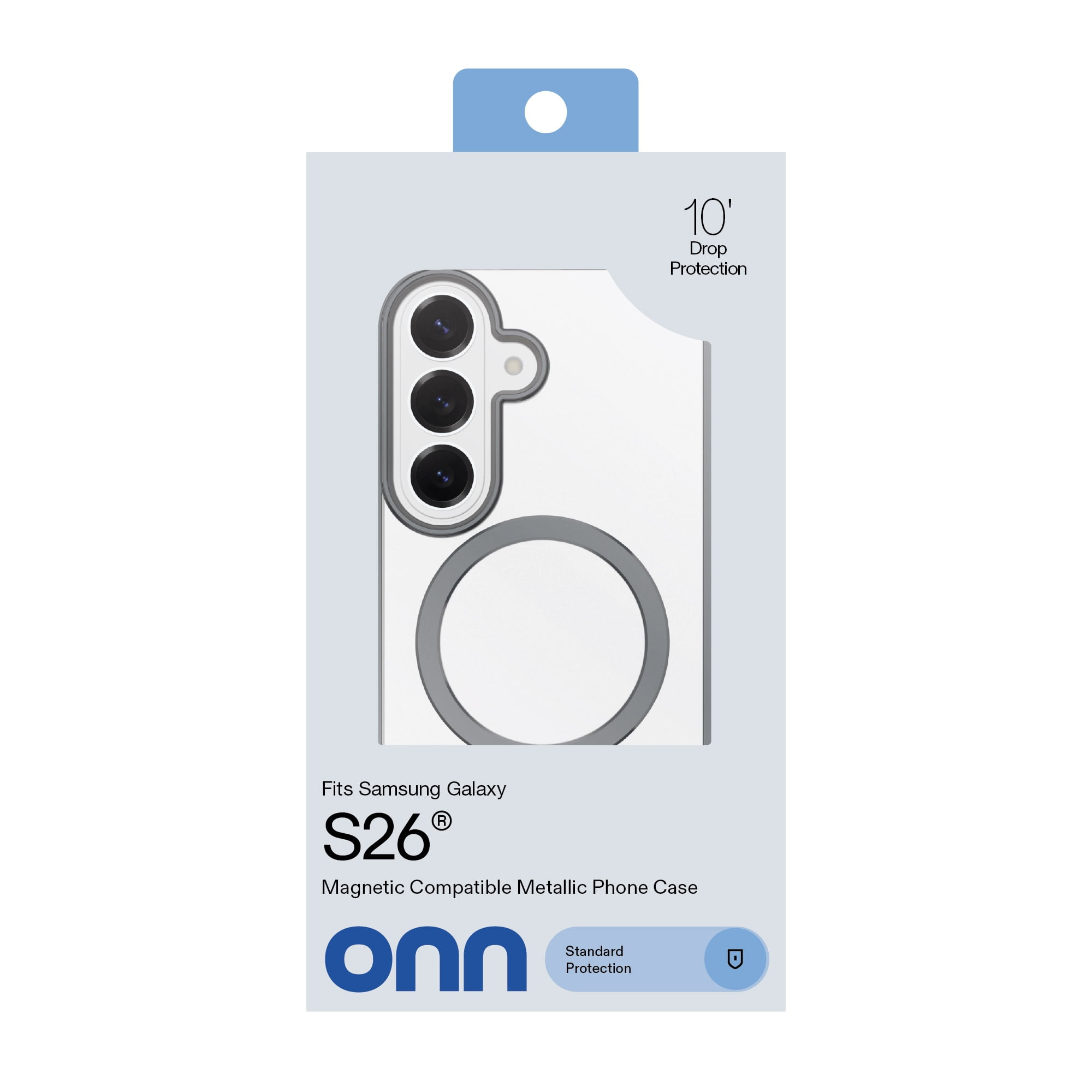 onn Magnetic Compatible Phone Case for Samsung Galaxy S26 - Metallic Gray/Clear