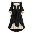 thumbnail image 3 of Smsaxvxz Halloween Costumes for Women Fashion Renaissance Dresses Women Off Shoulder Bell Sleeve Peasant Pirate Dress Black XL, 3 of 6