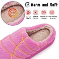 thumbnail image 3 of BERANMEY Women Plush House Slippers Soft Warm Cozy Slippers for Womens Mnes Striped Slide House Slippers Anti-Slip Thick Sole Winter Indoor Bedroom Home Shoes, 3 of 9