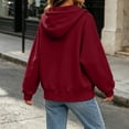thumbnail image 6 of VBVC Women's Oversized Full Zip Hooded Sweatshirt , Casual Drawstring Hoodie Jacket For Women , Ladies' Basic Fall Top with Pockets, Wine , S-2XL, 6 of 7