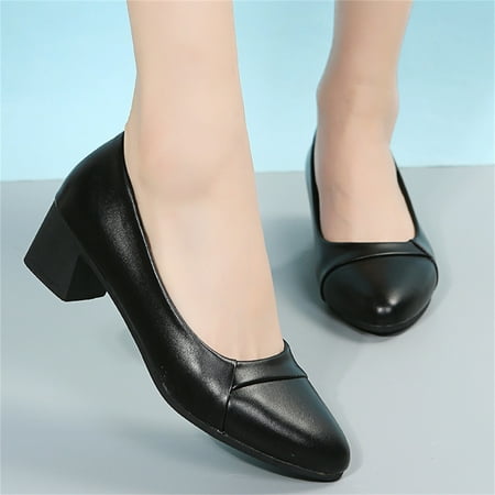 

Fashion Summer And Autumn Women Pumps Shoes Pointed Toe Solid Color Simple Style Medium Heel Thick Heel Casual
